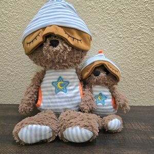 Sleepy Caps Bear Cuddly Stuffy Set Of 2‎ Large & Small Toy Bundle